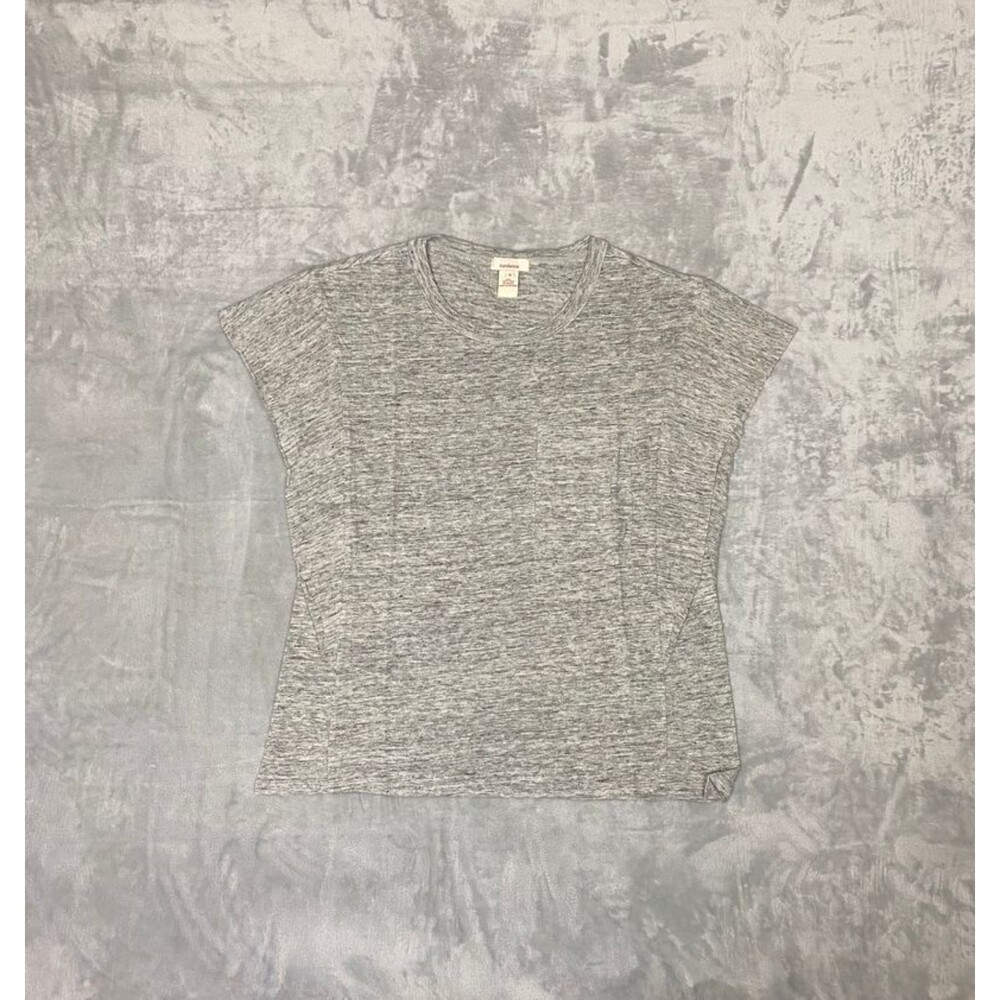 Sundance Women's Linen Cap Sleeve T-Shirt Size S Heather Gray Pullover Pocket